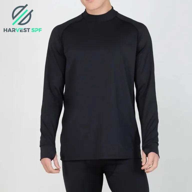 Product photo carrying the Harvest SPF watermark: a model wearing a dark long-sleeve top and dark bottoms, face cropped 